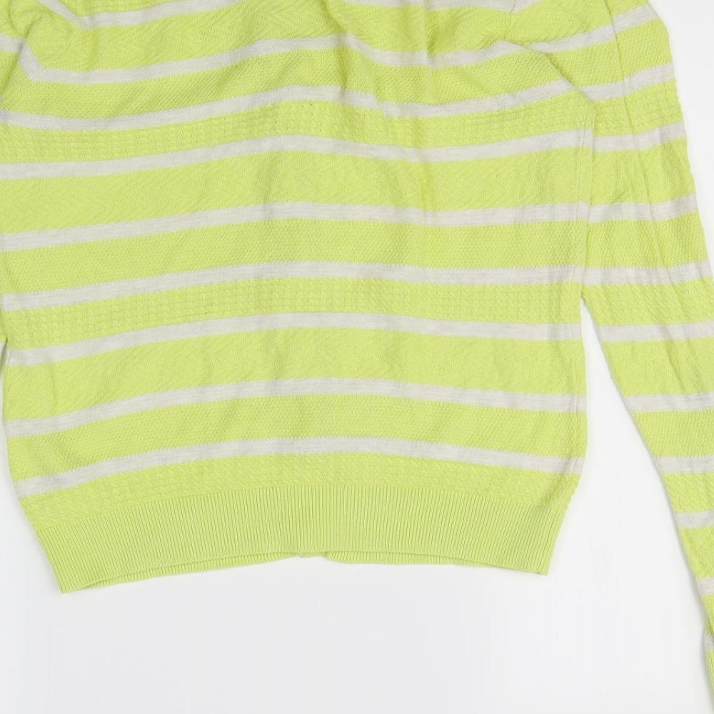 NEXT Womens Yellow Striped Cardigan Jumper Size 8