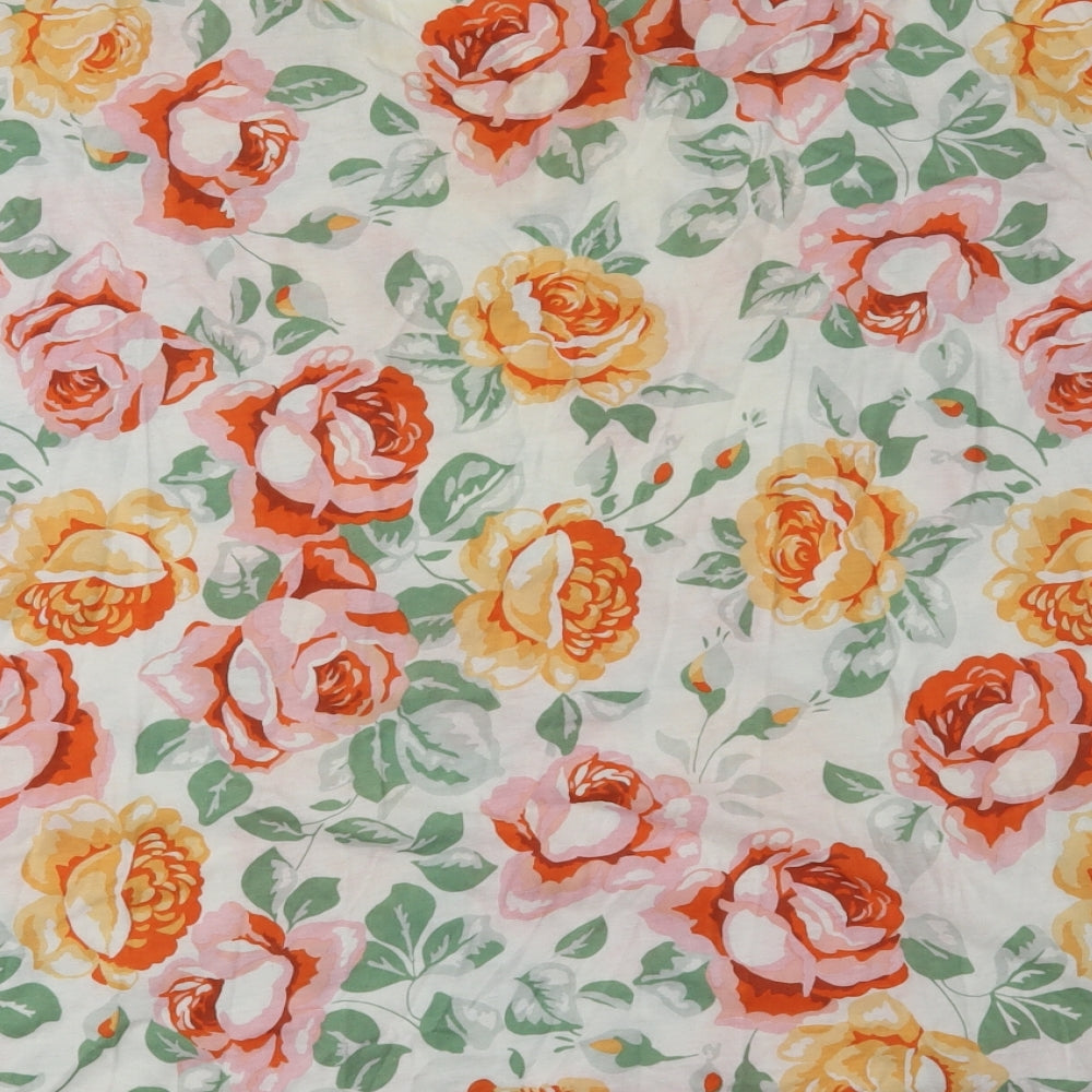 denim co Womens White Floral Basic T-Shirt Size 12