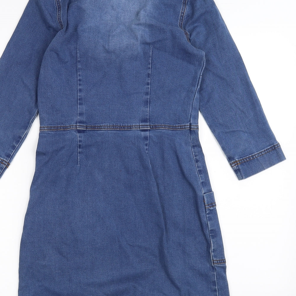 /denim Womens Blue A-Line Size 8