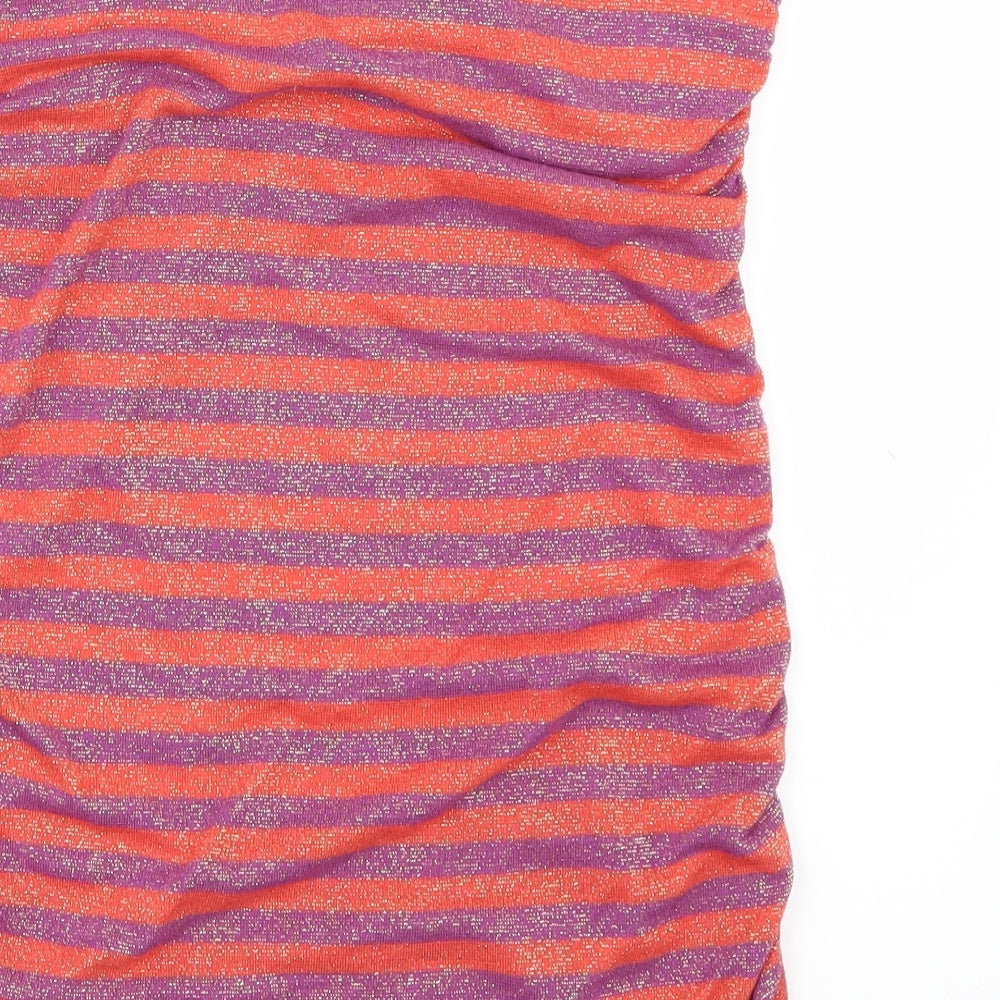 River Island Womens Orange Striped Basic T-Shirt Size 10 - STRAPLESS