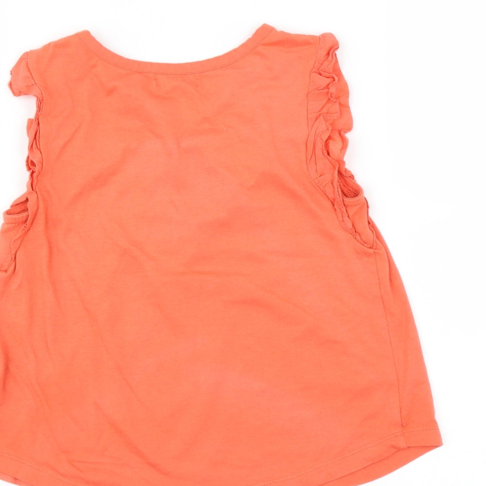 Gap Girls Orange Basic T-Shirt Size 6 Years - Ruffle Detail