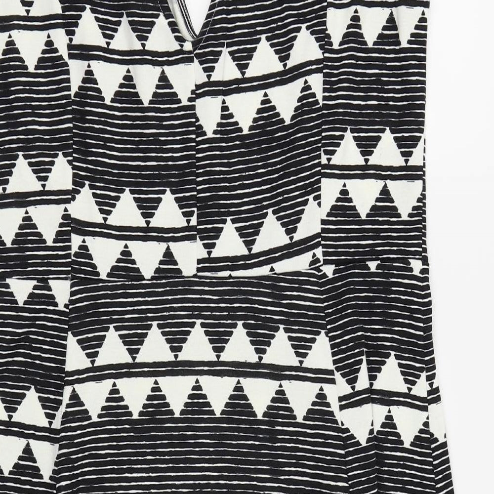 H&M Womens Black Geometric Fit & Flare Size 14