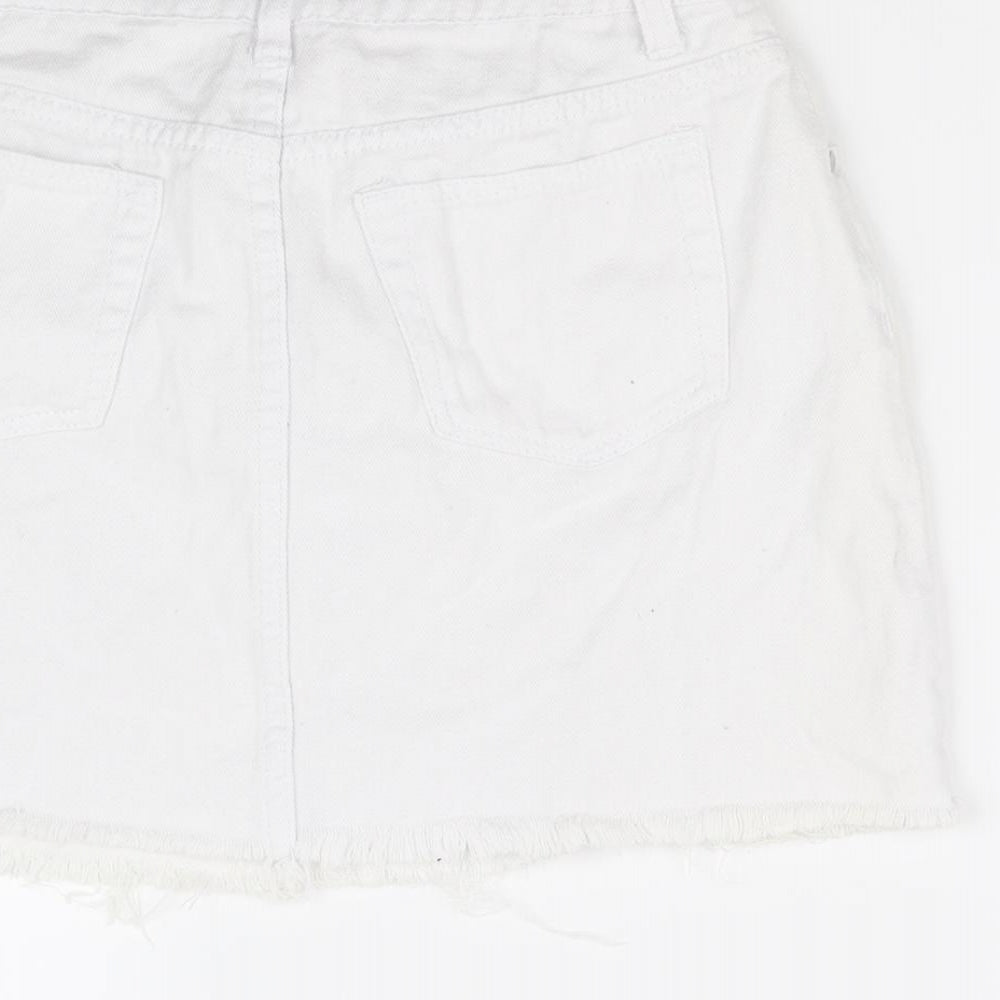 Boohoo Womens White A-Line Skirt Size 8