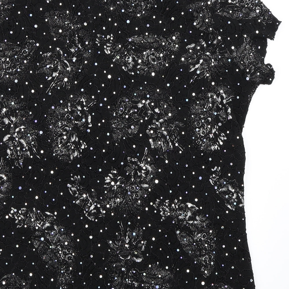 Sukhmani Womens Black Basic Blouse Size XL