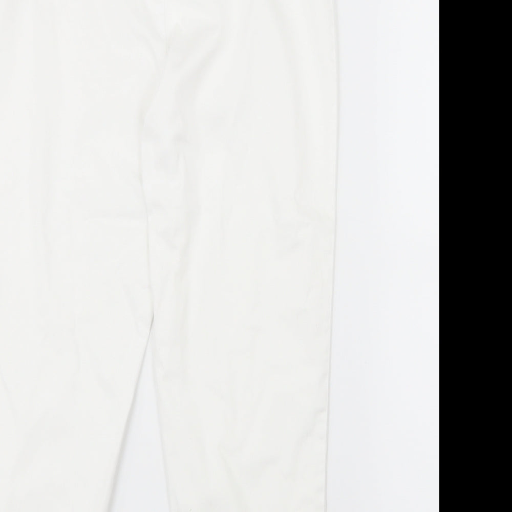 Simply Stockshop Womens White Cropped Trousers Size 10 L21.5 in