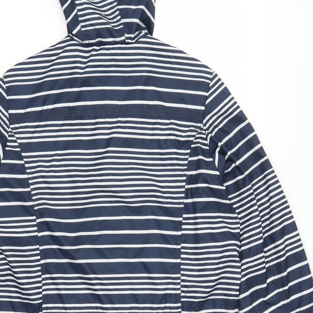 BHS Womens Blue Striped Anorak Coat Size 10