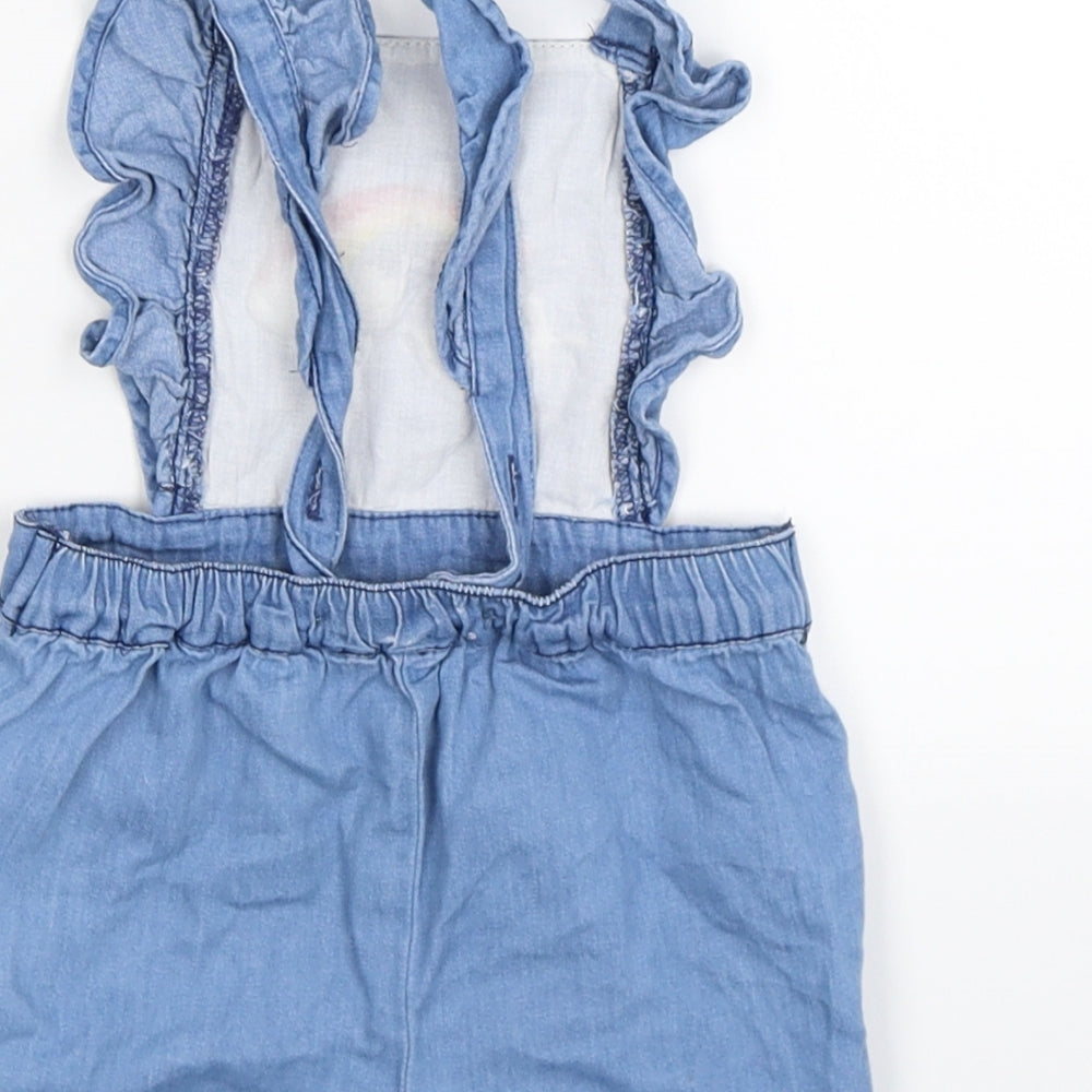 Matalan Girls Blue Denim Dungaree One-Piece Size 9-12 Months