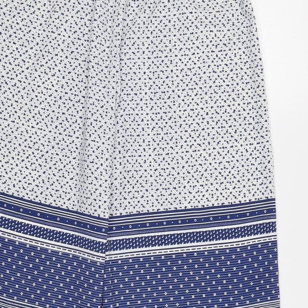 Dorothy Perkins Womens Blue Geometric Cropped Trousers Size 10 L20 in