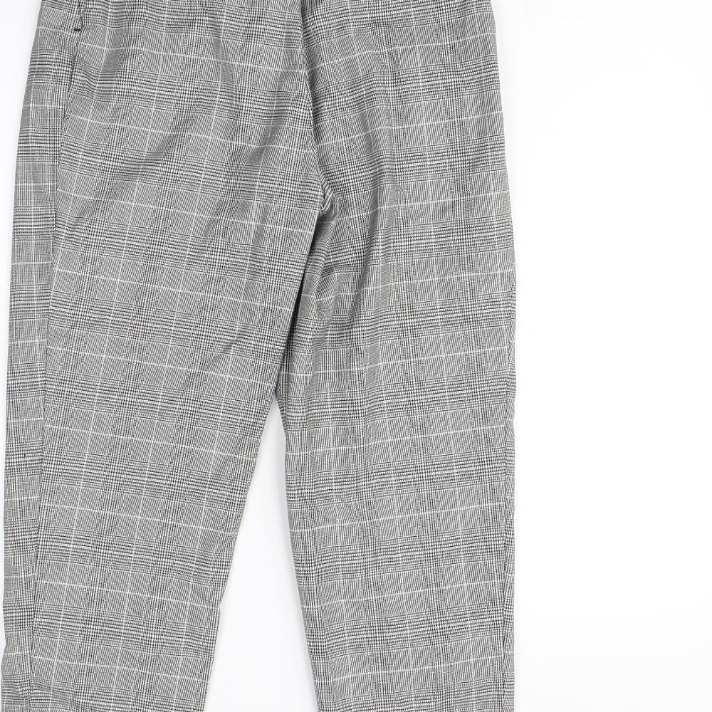 H&M Womens Green Check Dress Pants Trousers Size 6 L28 in