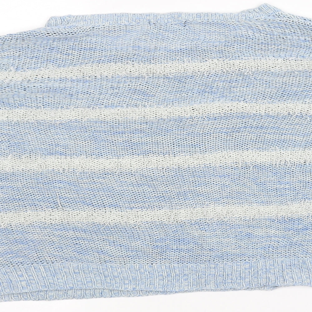 F&F Womens Blue Striped Pullover Jumper Size 10