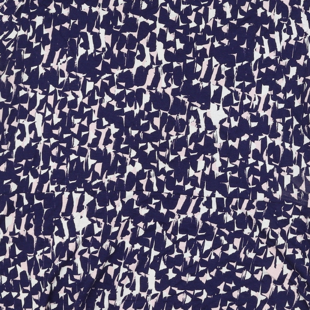Precis Womens Blue Geometric Basic T-Shirt Size L