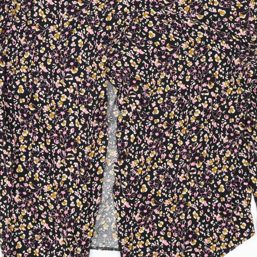 George Womens Black Floral Basic T-Shirt Size 10