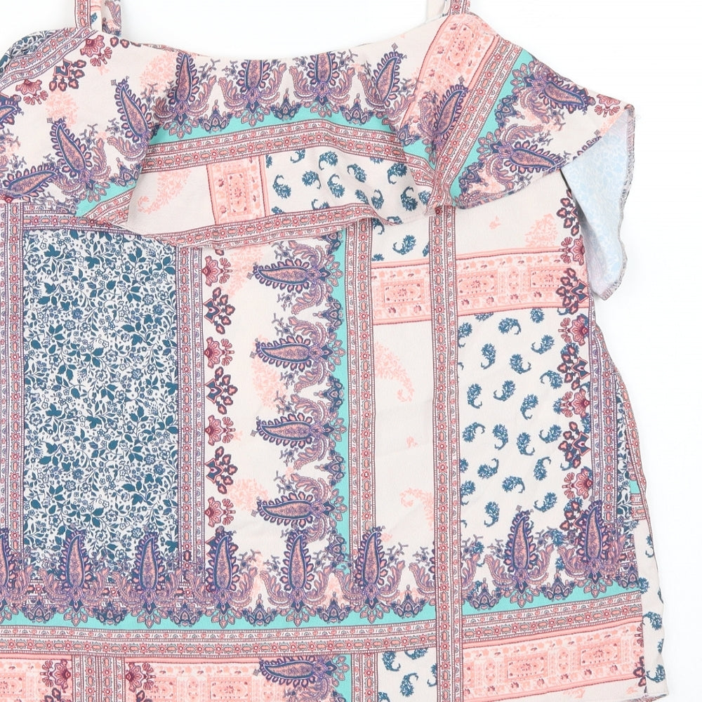 George Womens Pink Paisley Basic Blouse Size 8