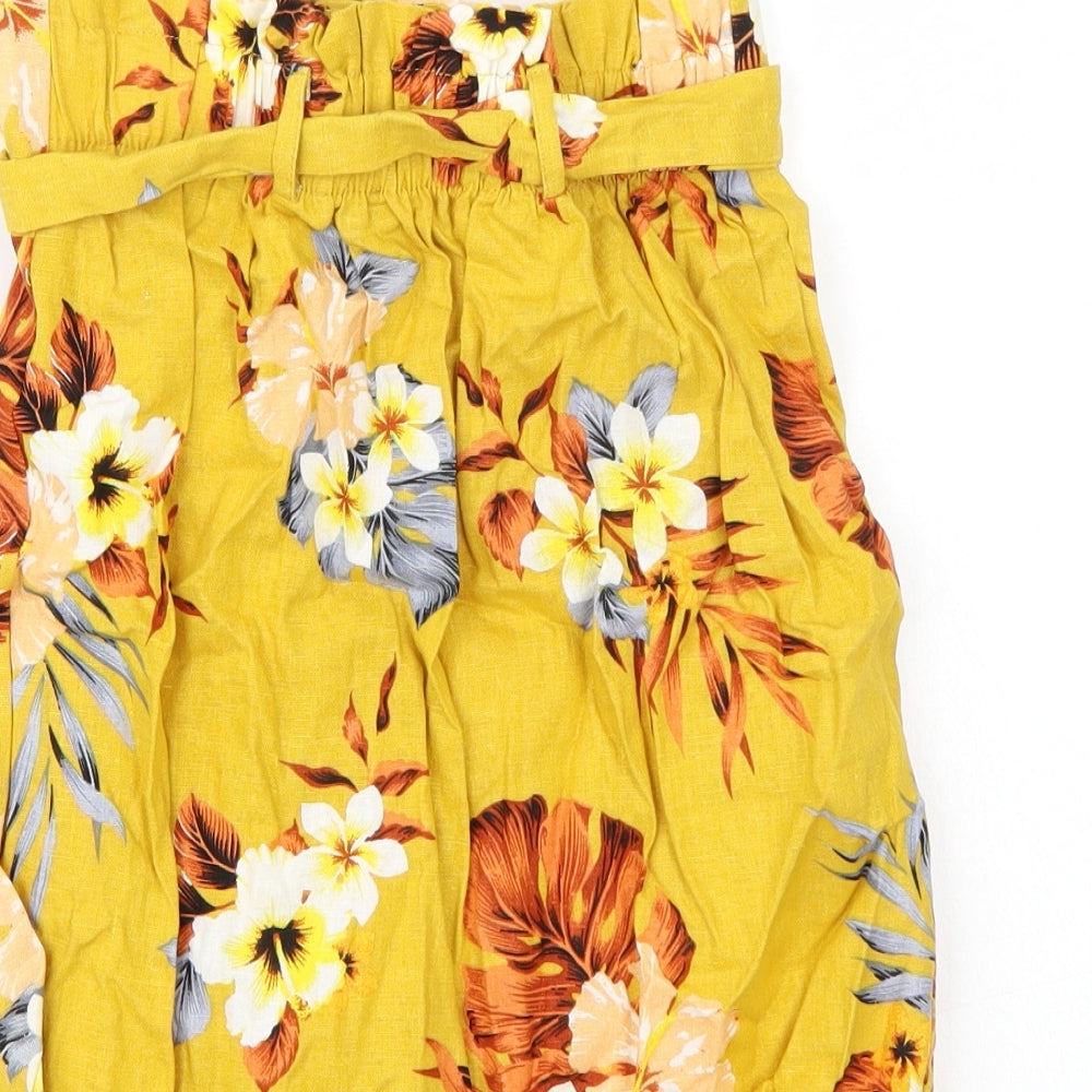 Newlook Womens Yellow Floral A-Line Skirt Size 6
