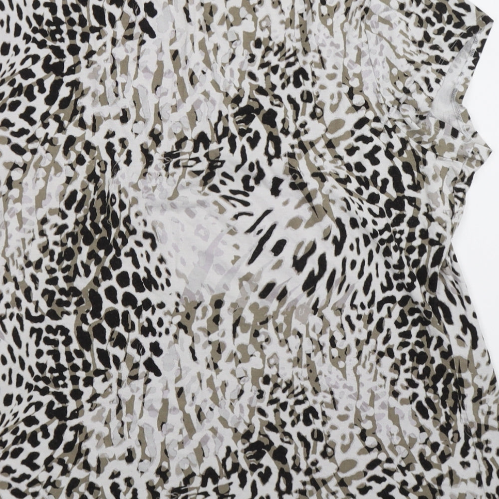 Preworn Womens Multicoloured Animal Print Basic T-Shirt Size 16
