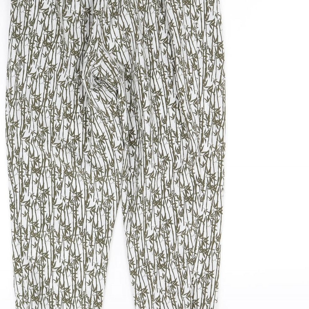 Topshop Womens Green Floral Trousers Size 10 L28 in
