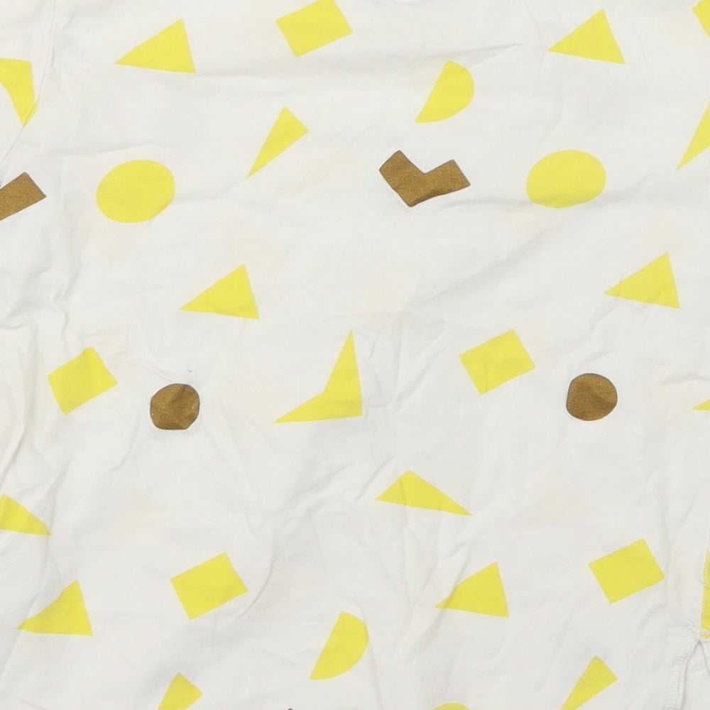 H&M Girls Yellow Geometric Basic T-Shirt Size 7-8 Years