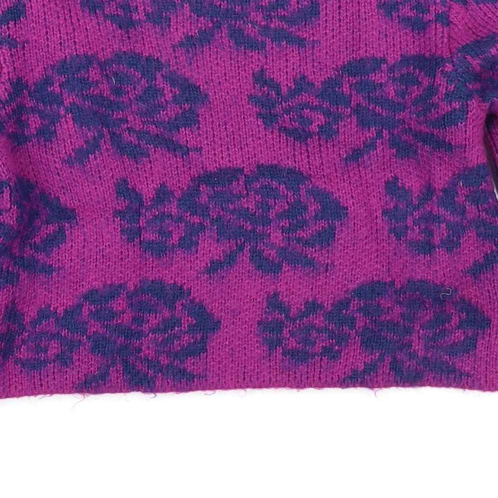 M&Co Girls Purple Floral Pullover Jumper Size 9-10 Years - Cropped
