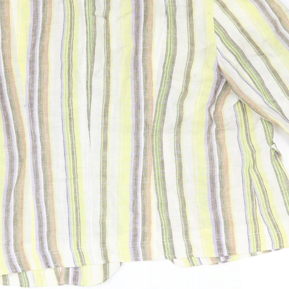 Marcona Womens Yellow Striped Jacket Blazer Size 10