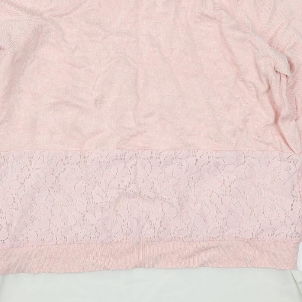 F&F Womens Pink Lace Pullover Jumper Size 10