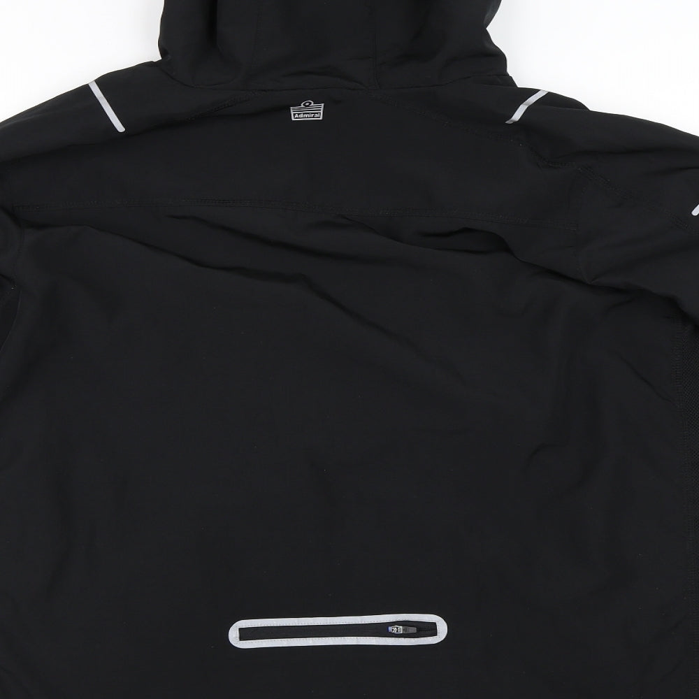 Admiral Mens Black Windbreaker Coat Size L