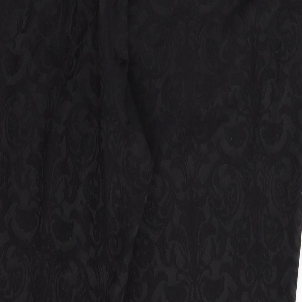 M&S Womens Black Floral Dress Pants Trousers Size 14 L26 in