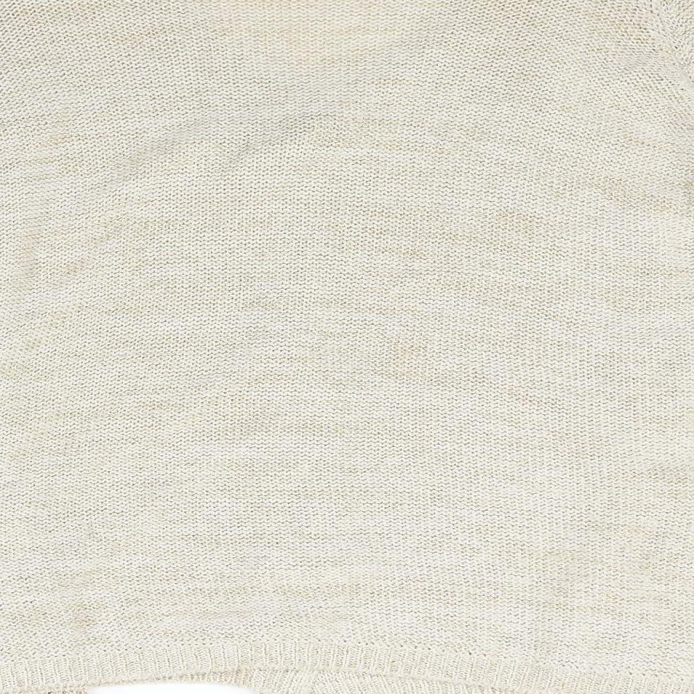 Marks and Spencer Womens Beige Knit Cardigan Jumper Size 14 - attached scarf