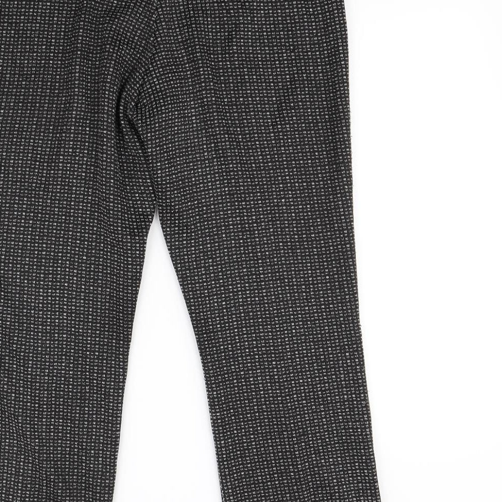 Bonmarché Womens Black Herringbone Dress Pants Trousers Size 12 L25 in