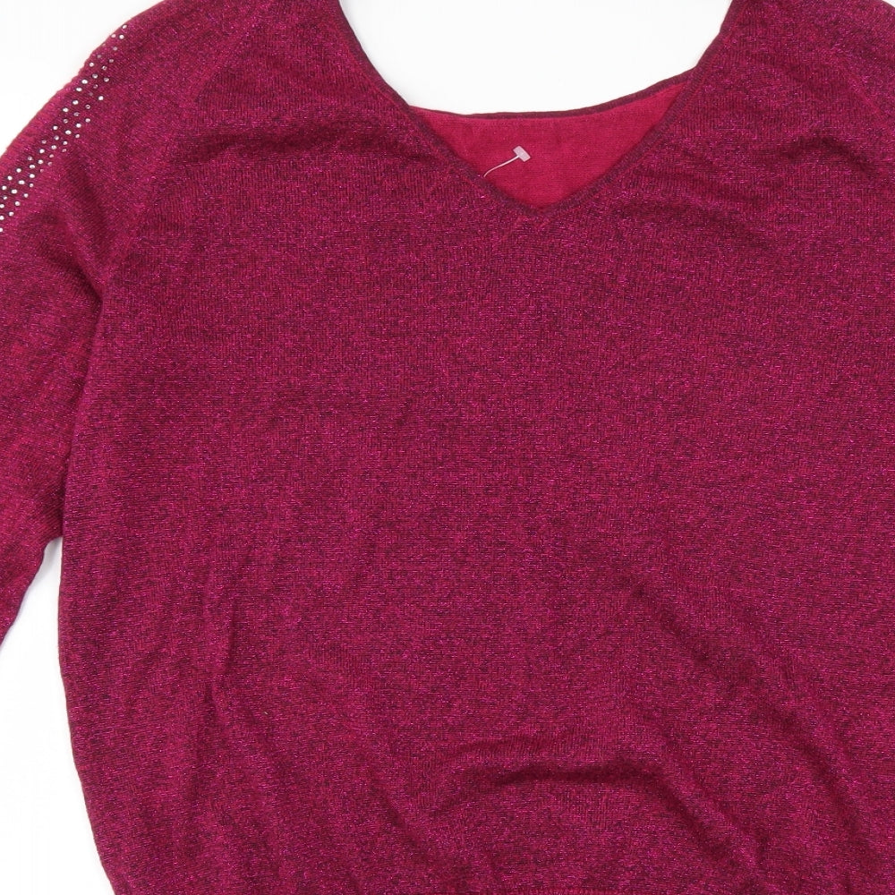 Matalan Womens Pink Pullover Jumper Size 12 - Cut Out Shoulder