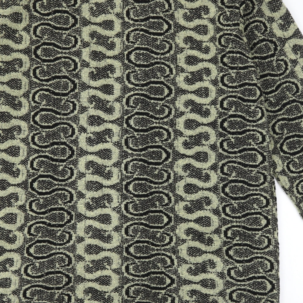 snuggles Womens Black Geometric Jacket Coatigan Size L