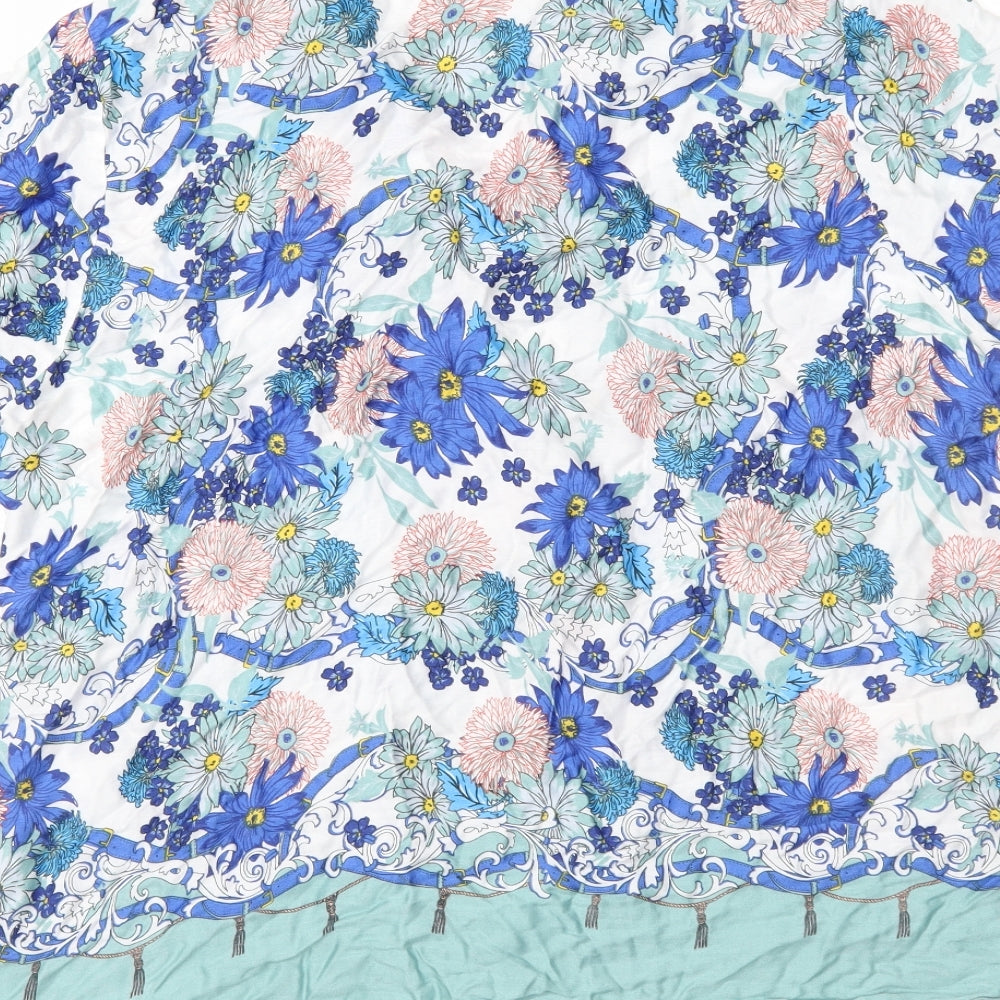 Preworn Womens Blue Floral Basic Blouse Size 16