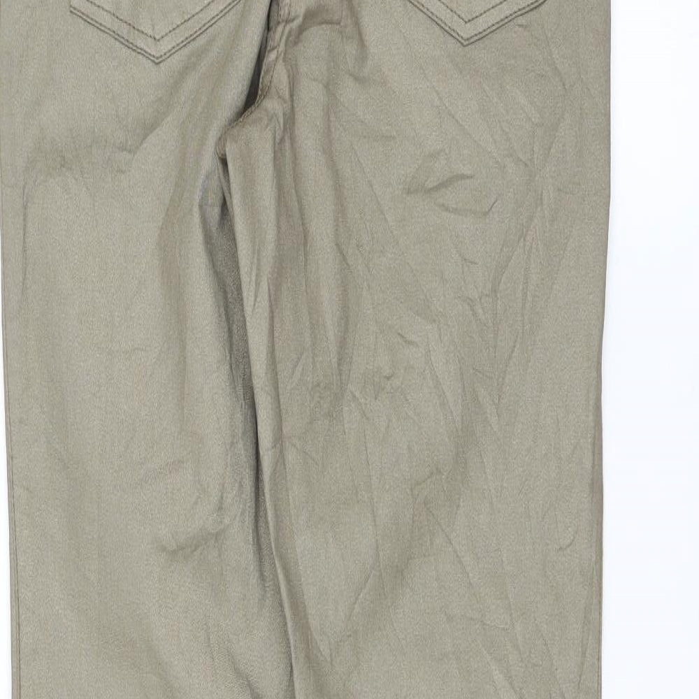 UpFashion Womens Green Trousers Size 8 L30 in - Shiny Metallic
