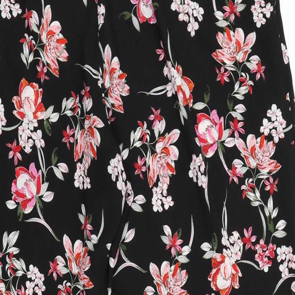 M&Co Womens Black Floral Trousers Size 20 L27 in