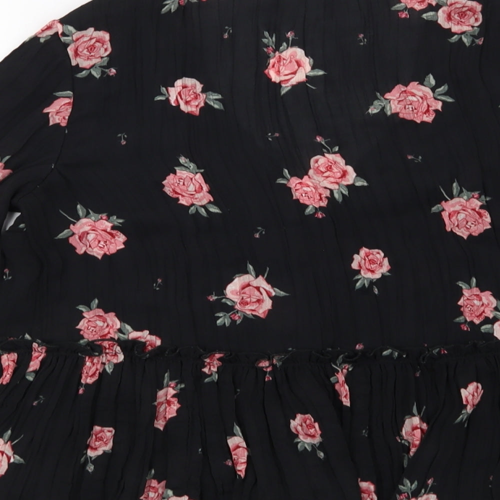 H&M Womens Black Floral Basic Blouse Size 10