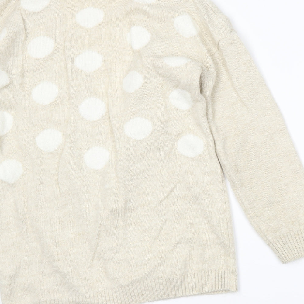 TU Womens Beige Polka Dot Wrap Jumper Size 10