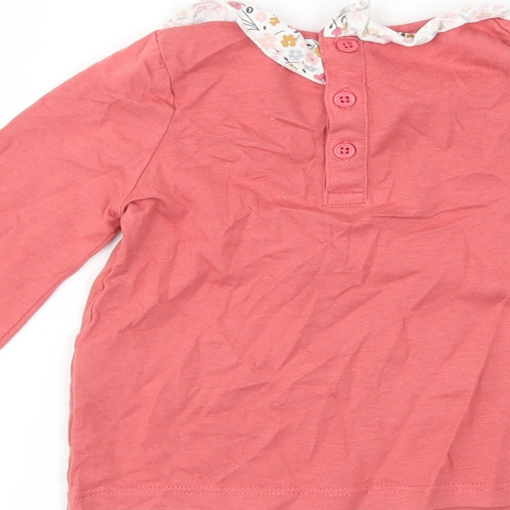 Matalan Girls Pink Floral Basic T-Shirt Size 6-9 Months