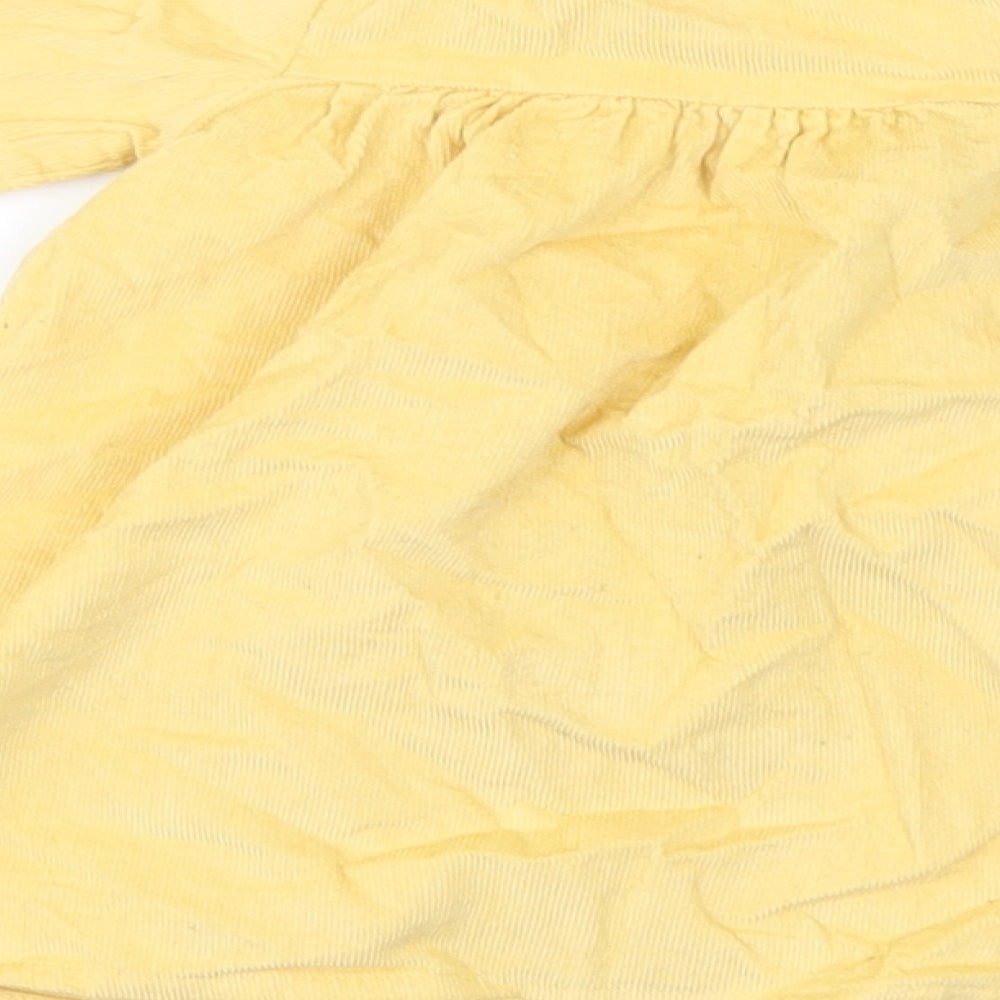 George Girls Yellow Floral Corduroy A-Line Size 3-6 Months