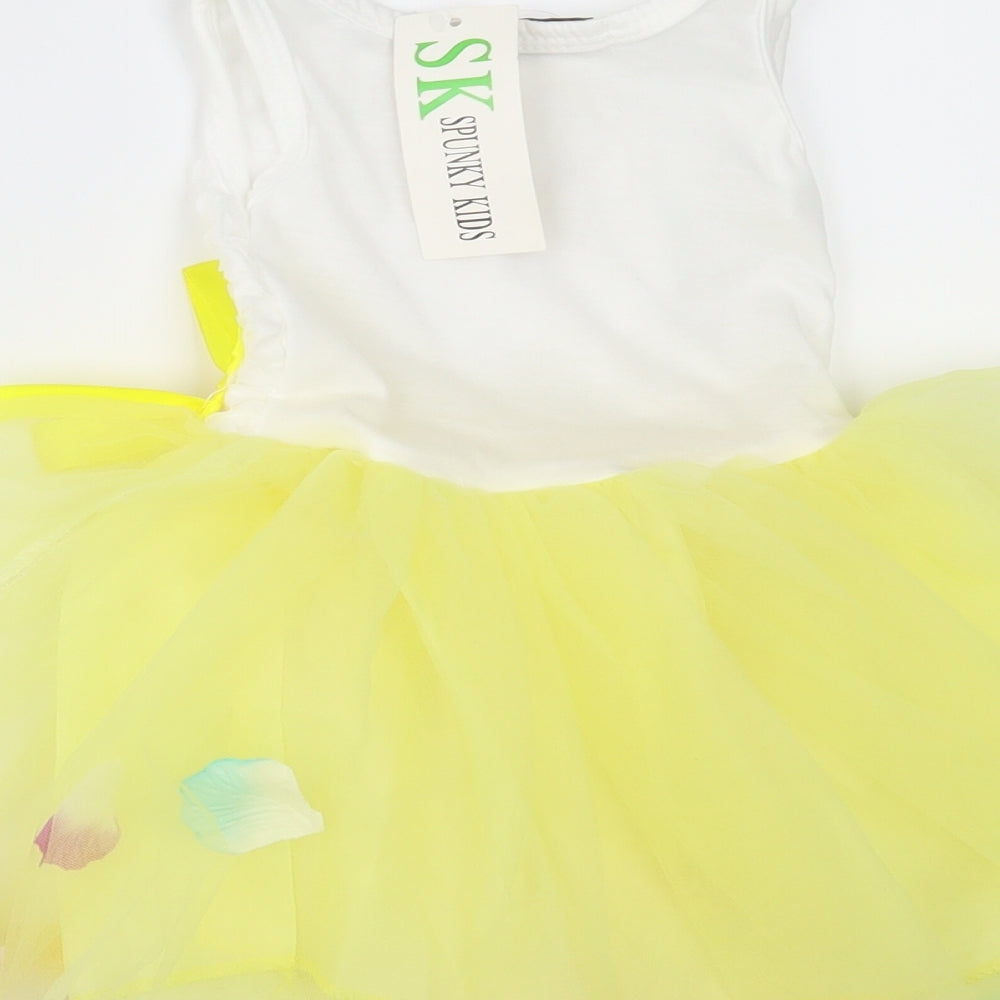 Spunky Kids Girls Yellow Mesh Tutu Dress Size 8 Years