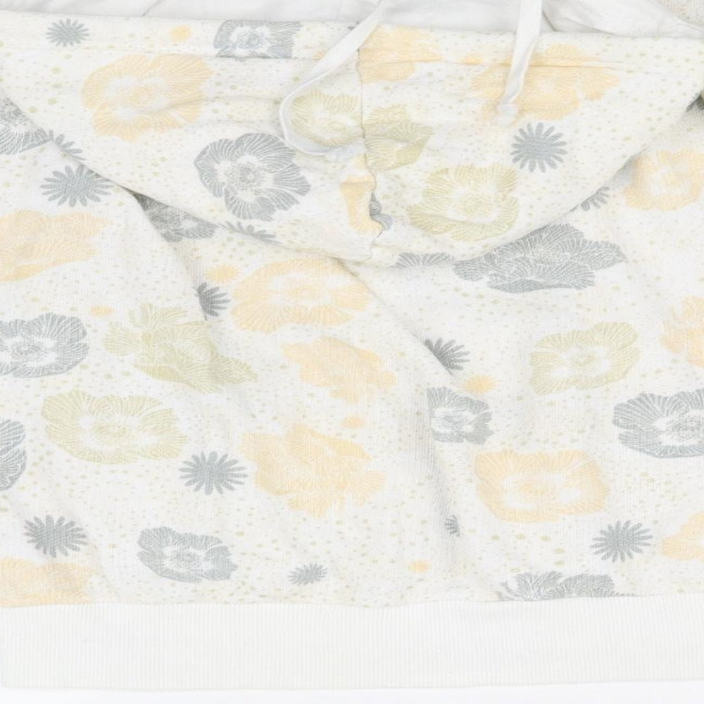 Elephant Womens White Floral Full Zip Jumper Size L