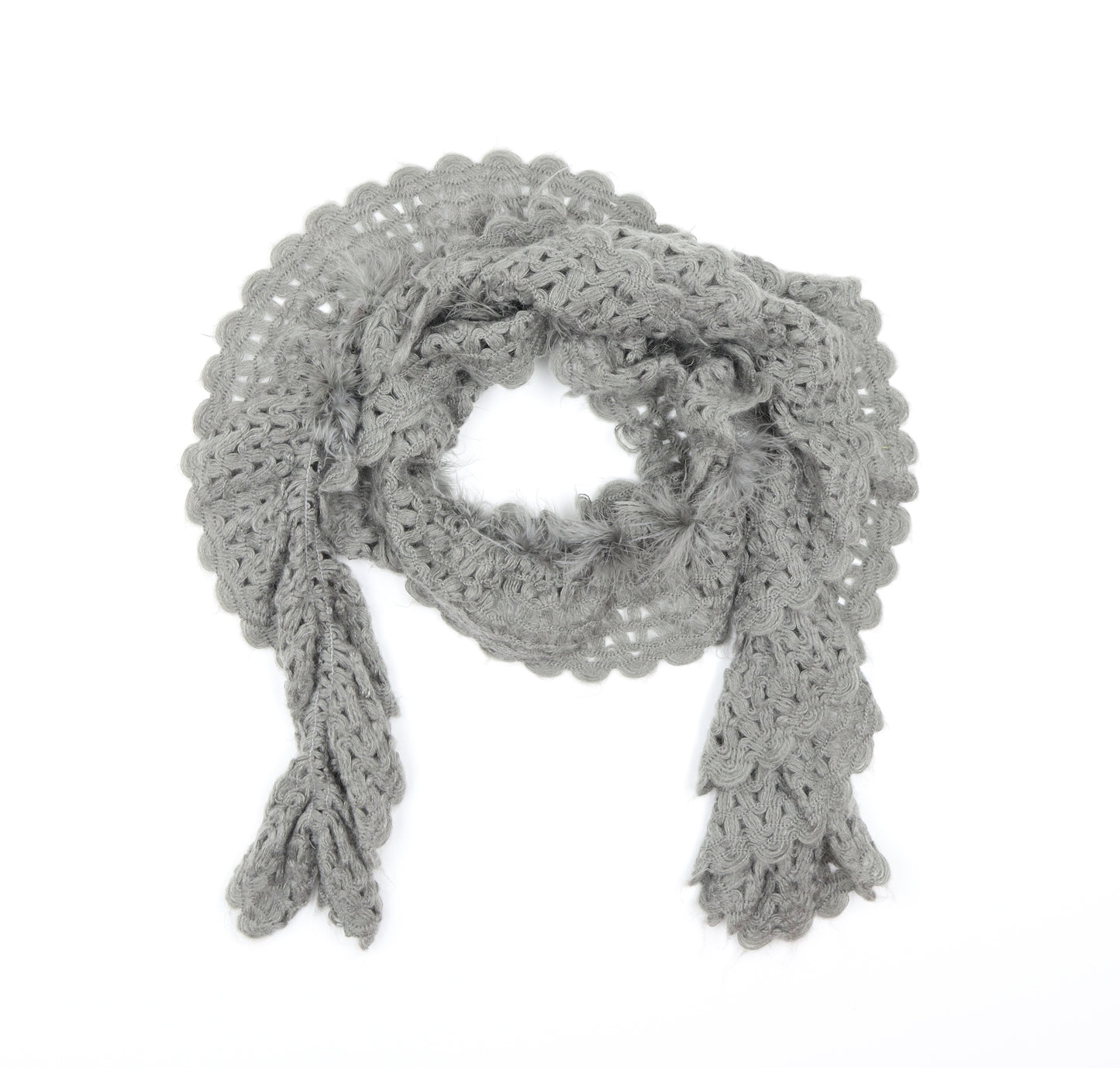 Preworn Womens Grey Knit Scarf