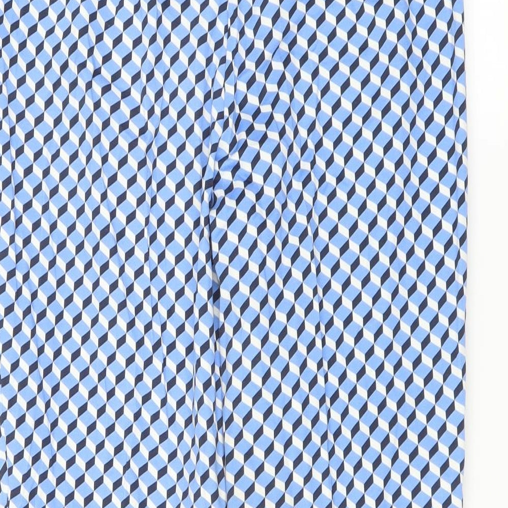 Marks and Spencer Womens Blue Geometric Trousers Size 10 L22 in - short Leg