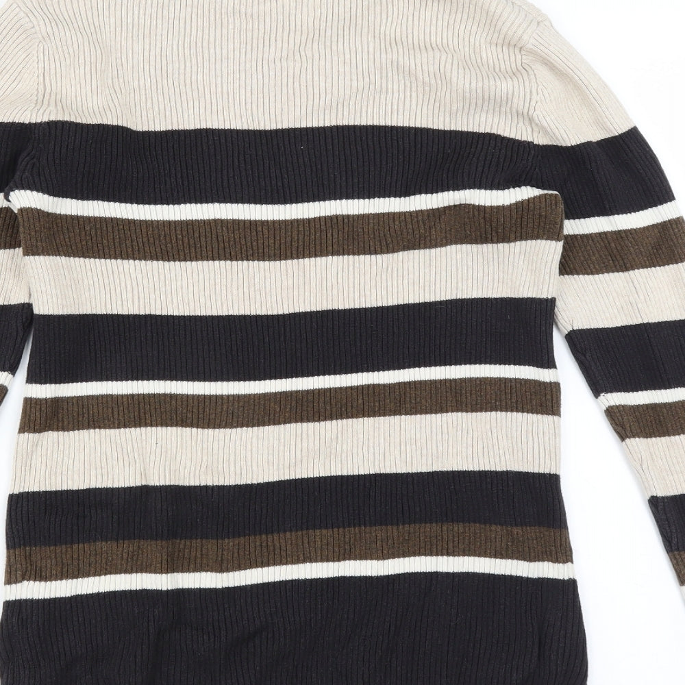 Croft & Barrow Womens Beige Striped Pullover Jumper Size M