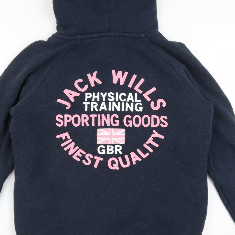 Jack Wills Womens Blue Full Zip Hoodie Size 10 - fur lined