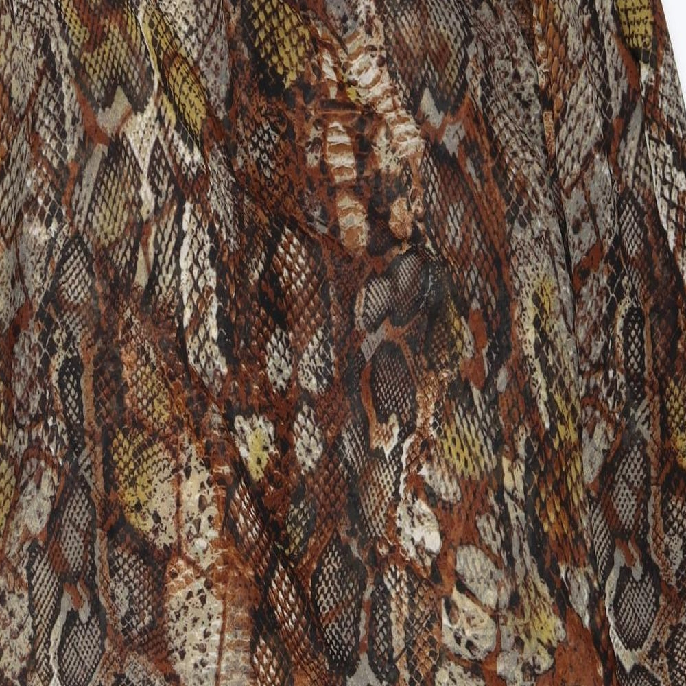 George Womens Brown Animal Print Basic Blouse Size 10