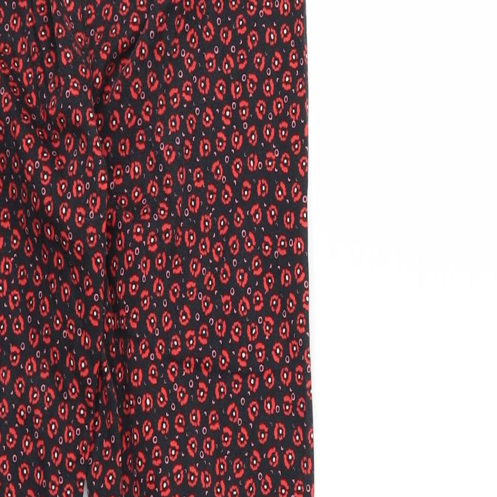 F&F Womens Red Floral Trousers Size 6 L26 in