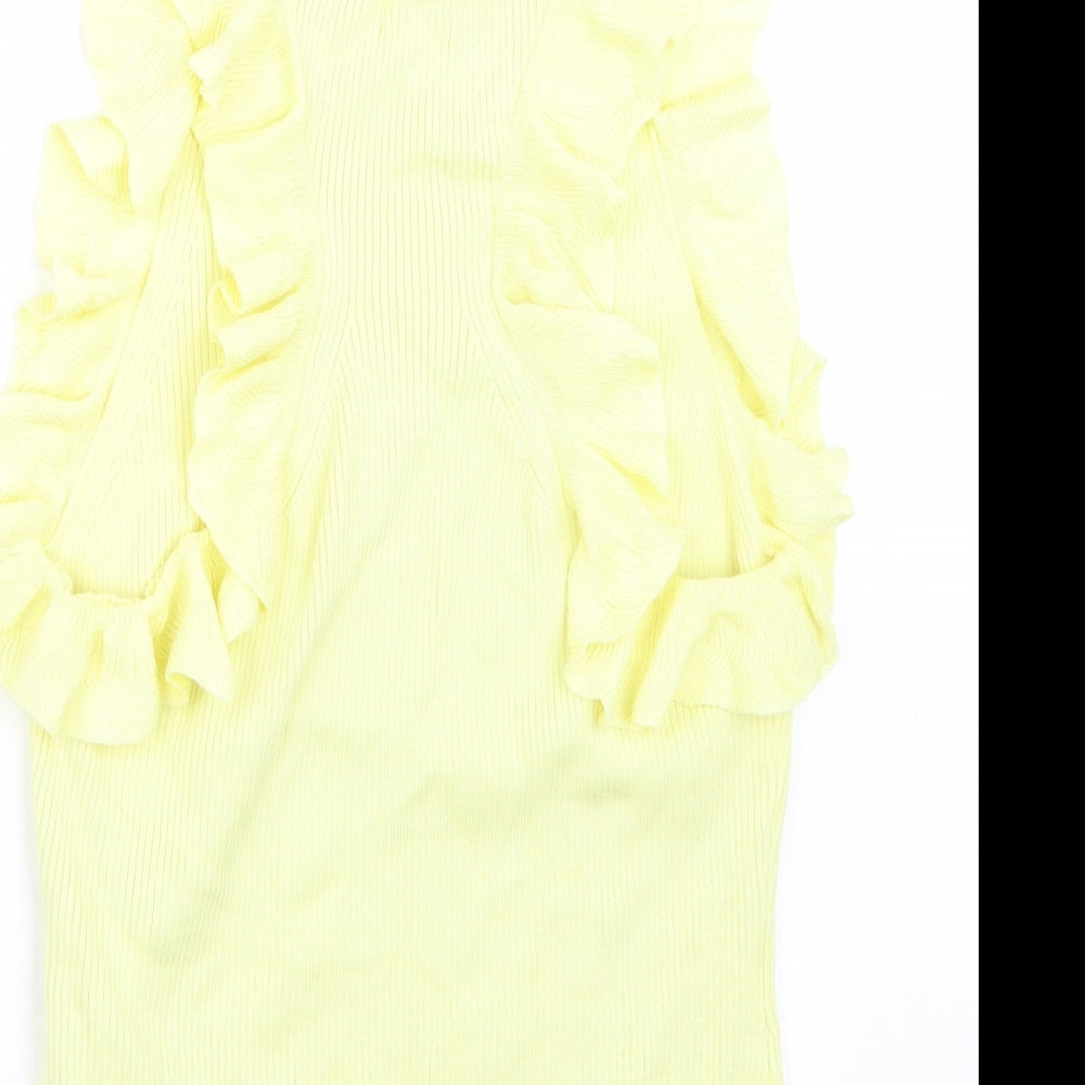 H&M Womens Yellow Basic T-Shirt Size M