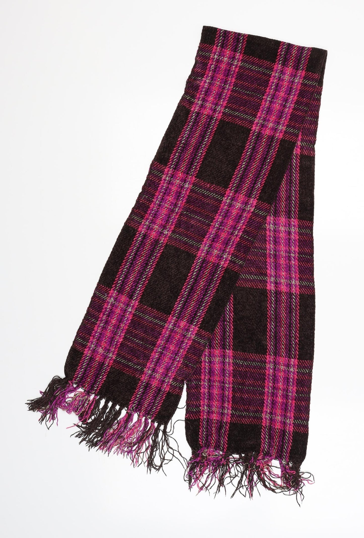 Preworn Womens Brown Plaid Scarf