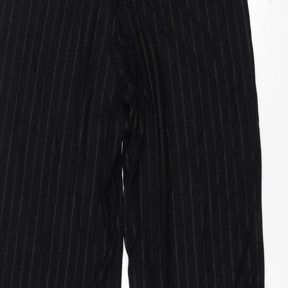 Marks and Spencer Womens Black Striped Trousers Size 18 L24 in