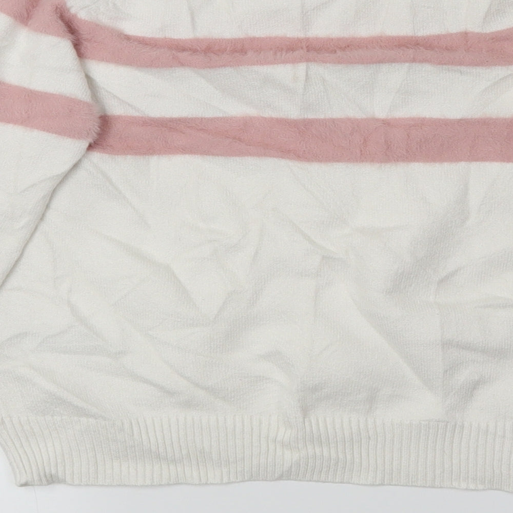 Primark Girls White Striped Pullover Jumper Size 10-11 Years