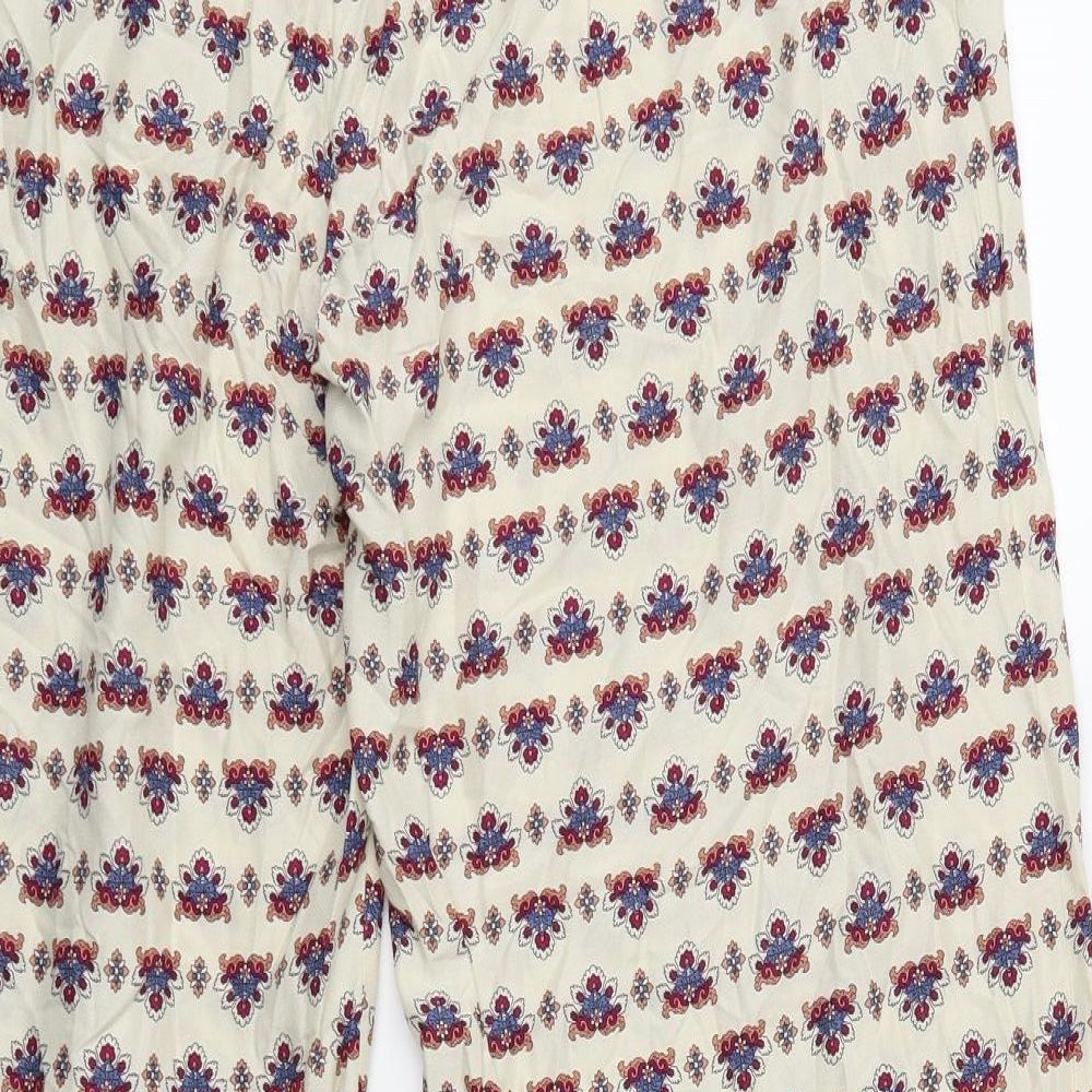 Primark Womens White Fair Isle Bloomer Trousers Size 14 L25 in